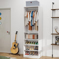 Closet System, 2FT Closet Organizer System with Adjustable Shelves and 2 Hanging Rods, Free Standing Walk-in Closet for Small Closets Engineered Wood, White