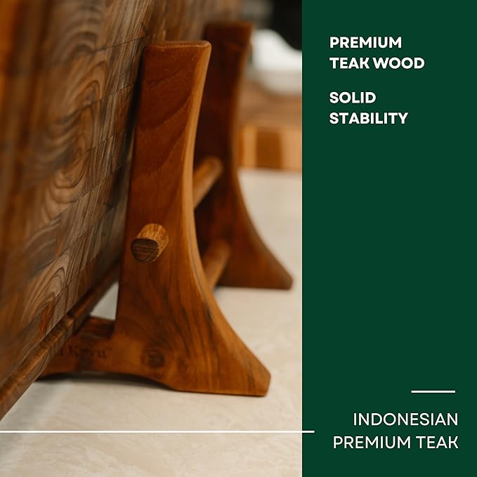 Chopping Board Stand – Teak Wood – Premium Handmade Holder Organizer for Boards, Drying Rack, Single or Dual Slot, Fits Thick Boards, Air-Dry Base (1 Slot (2.4 in Thickness))