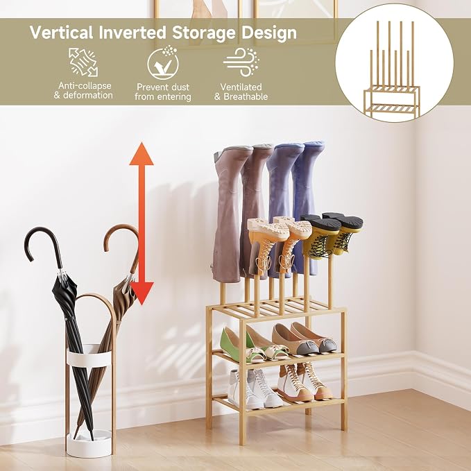 Detachable Boot Rack For Tall Boots Organizer,Outdoor Shoe Rack Storage | 3-Tier Multiuse Shoe Rack For Tall Boots,Closet Organizers And Entryway Storage,Suitable For All Seasons