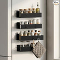 4 Pack Magnetic Spice Rack, Multipurpose Magnetic Shelf, Versatile Storage for Spices, Herbs, Seasonings, Suitable for Kitchen Refrigerator, Cabinet (Black, 4 Pack)