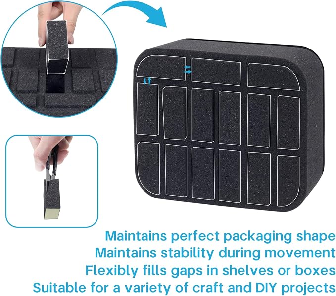 Nail Polish Organizer Holder Foam Pad DIY with 15 Slots(12 Vertically and 3 Horizontally) for Storage Makeup/Nail Polish/Essential Oil Tray for Drawers Black