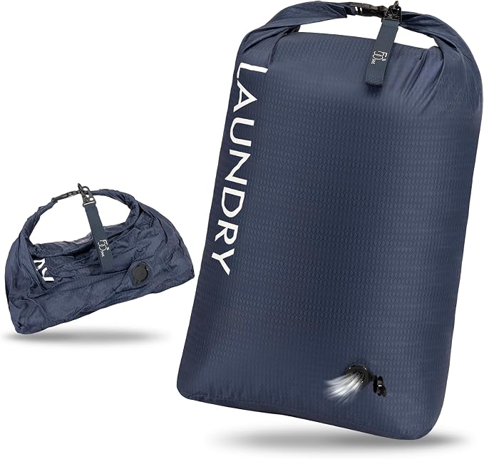 Travel Laundry Bag, Waterproof Compression Storage for Dirty Clothes | Wet/Dry Space-Saving Laundry Storage Organizer, Smell Proof Storage Bag for Clothing, Swimming, Yoga, Gym, Camping,L