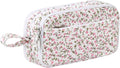 Corduroy Pencil Case, Large Capacity Pencil Pouch with 4 Compartments, Cute Soft Aesthetic Stationery Pen Bag Organizer with Zipper, Portable School Supplies for Teen and Adult Girls, Pink Flower