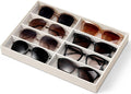 VLANDO Sunglasses Organizer,Stackable Jewelry Tray for Glasses,Beige | Removable Dividers, Soft Velvet Lining, Drawer Organizer for Glasses, Watches, Vanity Display, Gift for Women Girl
