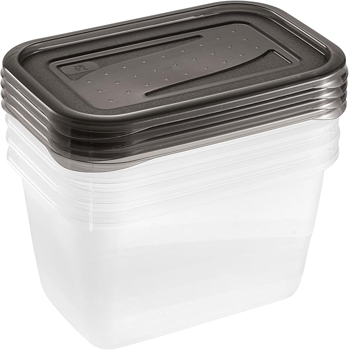keeeper Fredo Fresh Food Storage Containers Set of 4, 4 x 0.75 L, Crystal Grey (Transparent)