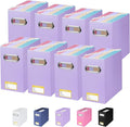 BALEINE File Organizer Box, Cardboard File Folder Organizer with Handle for Letter Size, Portable Collapsible Hanging Filing Box for Home Office Document Storage (8 Pack, Lavender)