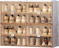 ANTBOX Portable Shoe Rack Organizer for Closet Entryway, Stackable Sneaker Storage Shoe Cabinet with Magnetic Clear Door, Large Plastic Storage containers Bins with Lids 4 Tiers 16 Pairs