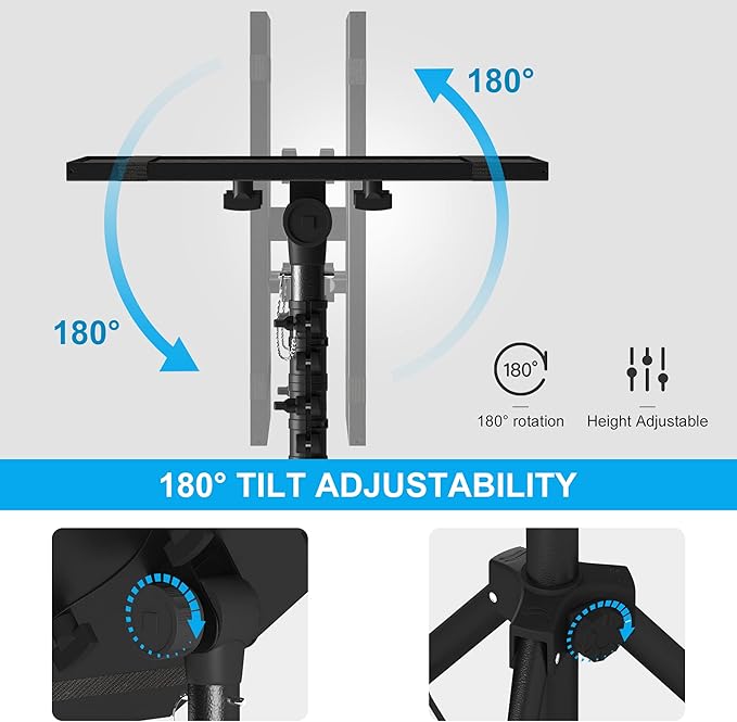 Projector Stand Tripod Adjustable, Laptop Height from 23.5 to 63.5 inches with Gooseneck Phone Holder, Floor for Office, Home, Stage, Studio, DJ Racks Holder Mount | Laptop Stand Height from 23.5 to 63.5 inches with Phone Holder for Office, Home, Stage...