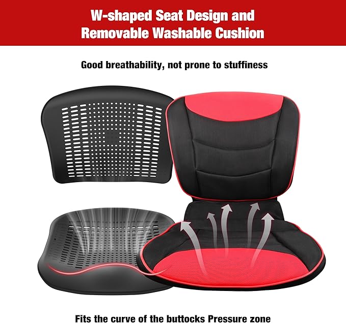 Wheelchairs for Adults,Transport Wheelchair Lightweight Foldable with Removable Cushion,Ergonomic Transfer Chair with 11-inch Rear Wheels for All Terrains,Travel Wheelchair,Red