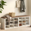 Shoe Rack Bench, Shoe Storage Bench with Cushion, Shoe Organizer 18 Cubbies for Entryway Hallway Bedroom Living Room, Holds Up to 400lbs