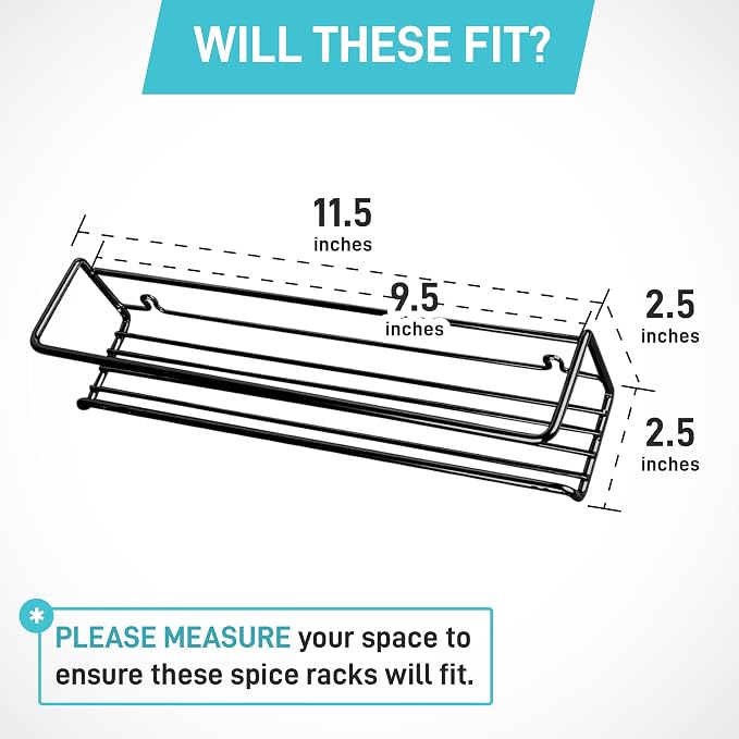 Spice Rack Wall Mounted 4 Tier – Space-Saving Kitchen Spice Organizer for Seasonings – Screw or Adhesive Hanging – Wall Mount Hanging Spice Rack for Wall, Cabinet, Pantry Door 2.5x 2.5x11.5 in