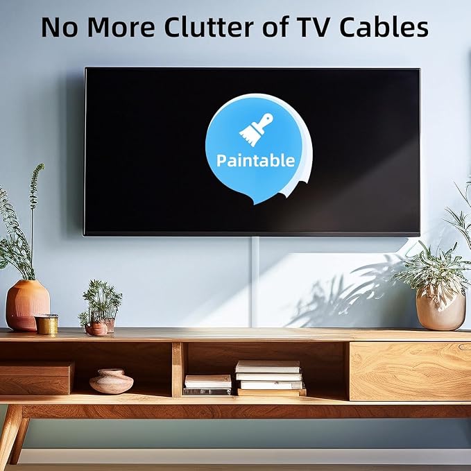 Delamu 57in Cord Hider, Cord Covers for 1 Wire, Paintable Cable Hider, Wire Covers for Cords on Wall, Wire Hiders for TV on Wall, Cable Cover Cable Management, W0.59in H0.40in