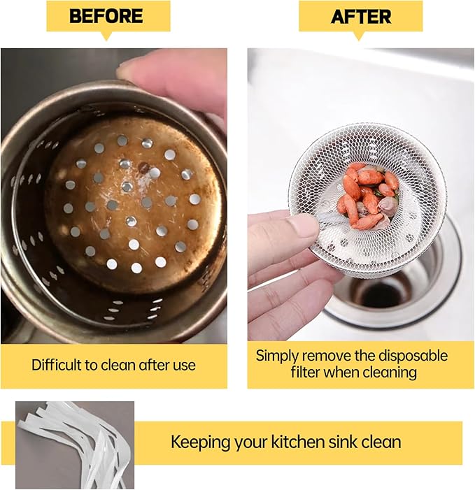 Kitchen Sink Drain Strainer Mesh Bag,Disposable Mesh Sink Strainer Bags for Collecting Kitchen Food Waste(100pcs) ﻿