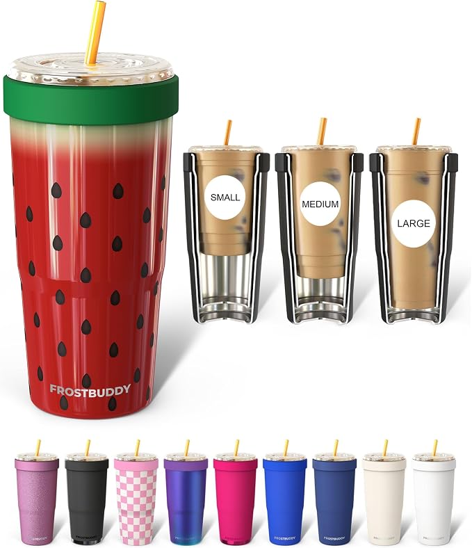 Frost Buddy Togo Buddy 30oz Tumbler - Stainless Steel (Watermelon Kiss) | Double-wall vacuum insulated | Spill-proof flip lid | 18/8 premium stainless steel | Cup-holder friendly