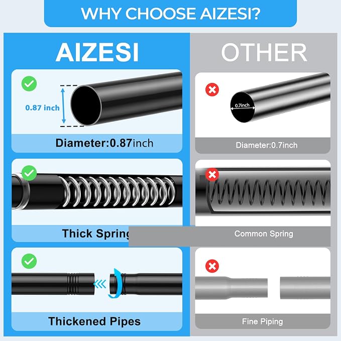 AIZESI 2PCS Tension Curtain Rod 16-26 Inch Adjustable 7/8" Diameter No Drilling Black Spring Tension Rod, Small Curtain Rods for Window, Kitchen, Doorway, Closet