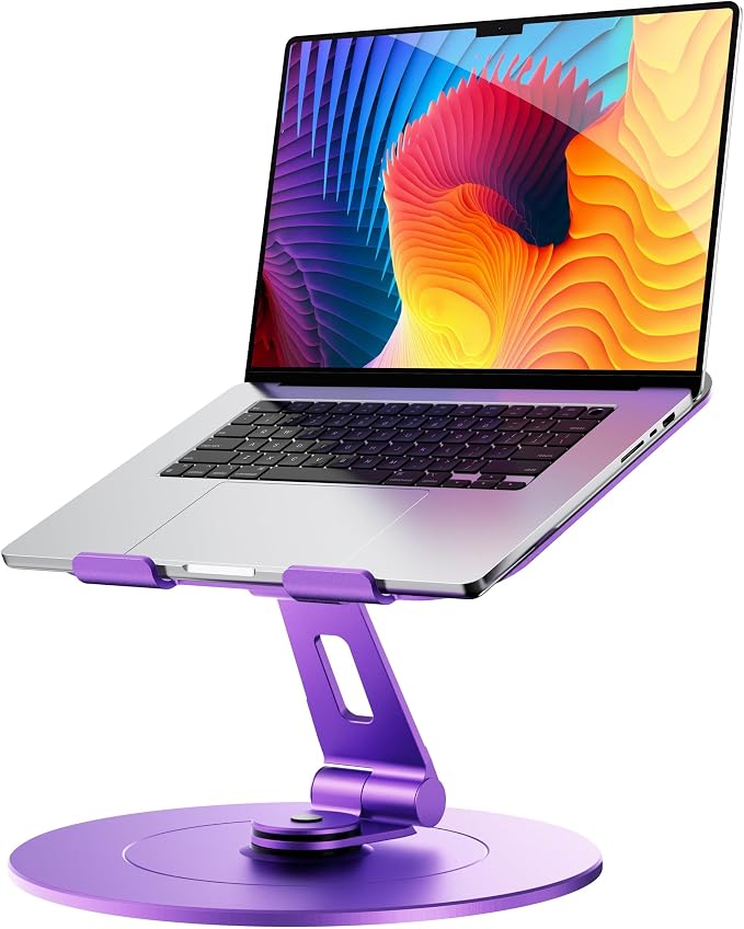 LOXP Laptop Stand with Phone Holder, Adjustable Laptop Stand | Aluminum Computer Mount Holder with Base, Ergonomics Lectern Stand, Fits MacBook, up to 17.3" All Notebooks Purple