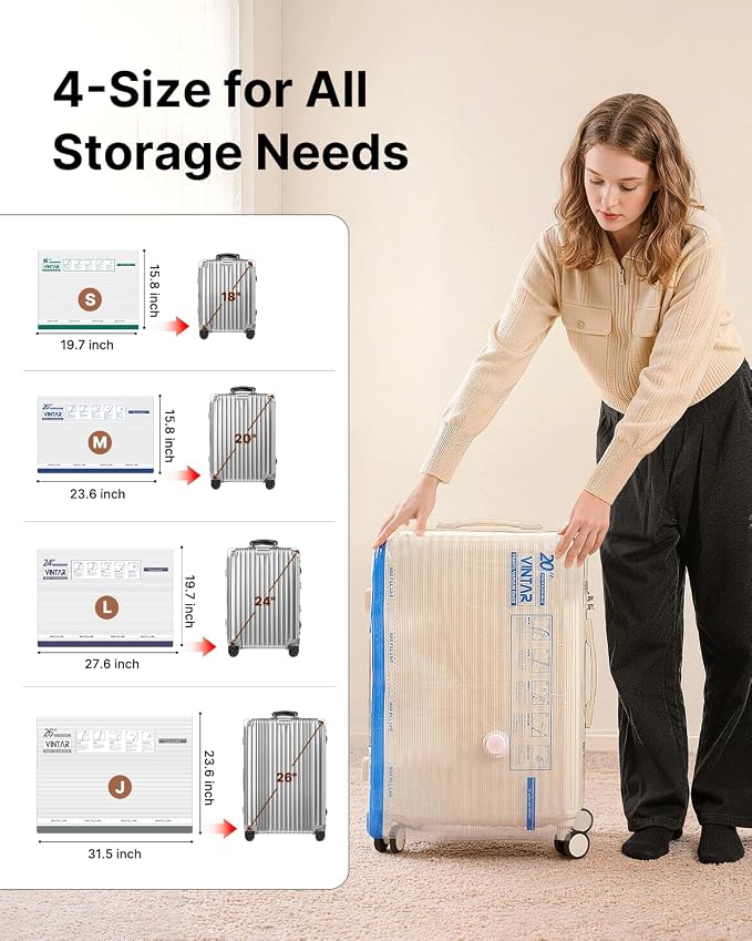 Vacuum Seal Bags for Clothing Travel with Rechargeable Cordless Pump, VINTAR 20 Pack Space Saver Vacuum Storage Bags Set (5XL/5L/5M/5S) for Clothes, Travel Compression Bags for Luggage and Suitcase