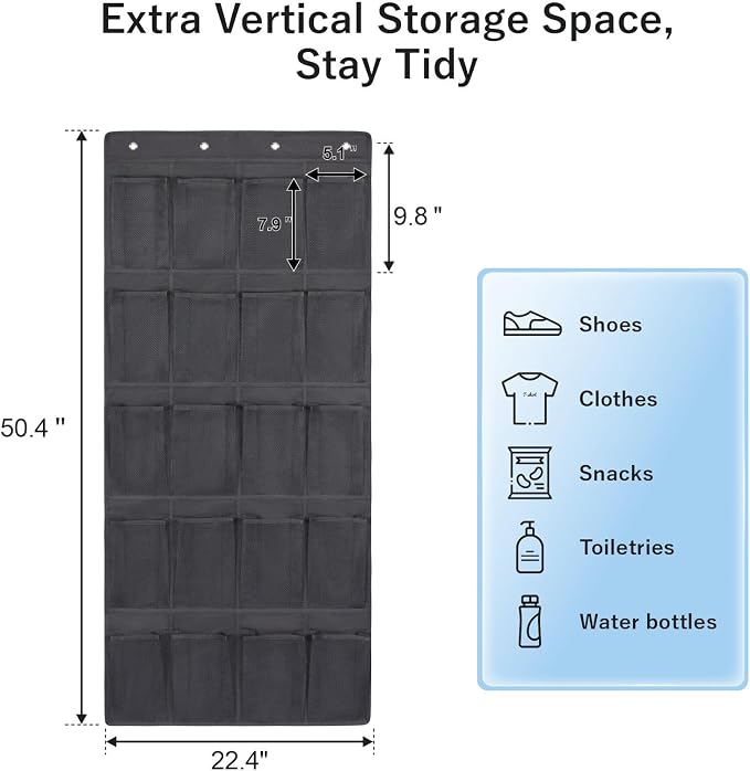 F-color Over the Door Organizer for Cruise - 20-Pocket Hanging Organizer | Tool-Free Mount with 4 Metal Hooks, See-Through Mesh Pockets, Lightweight & Foldable, Space-Saving for Travel and Daily Use