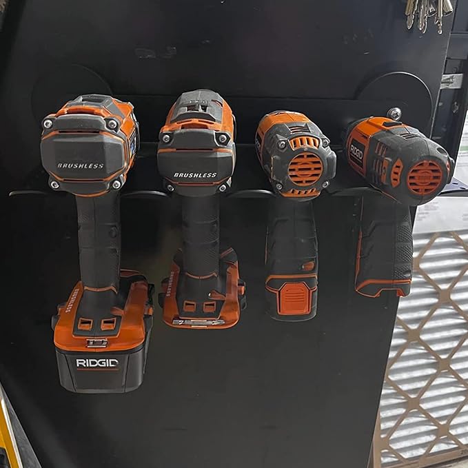 MUTUACTOR Power Tool Organizers and Storage Garage Drill Drivers Shelves Magnetic Mount 4 Slots,Heavy Duty Magnetic Racks and Shelving Utility Storage Holder for Garage Warehouse