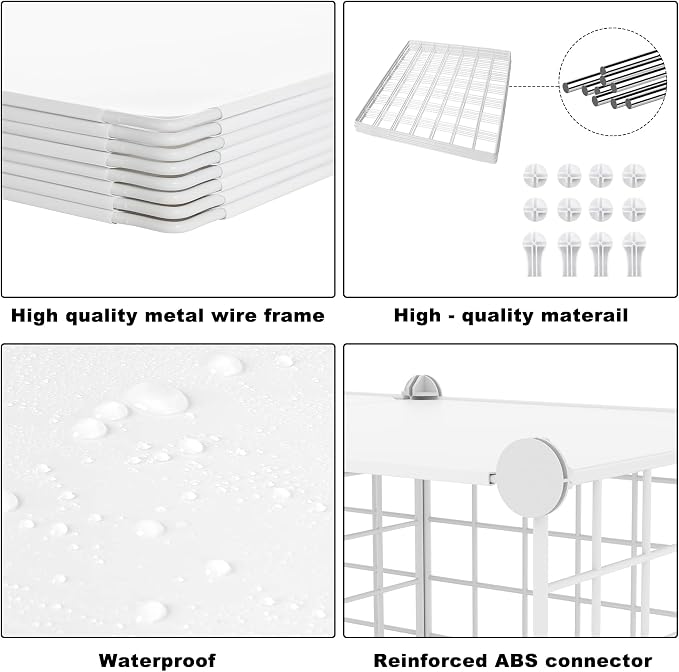 AWTATOS Wire 6 Cube Storage Organizer, Closet Storage Shelves Stackable | Metal Cube Storage Bookshelf, DIY Portable Closet Clothes Organizer, Wire Shelving for Bedroom, Home, Office White