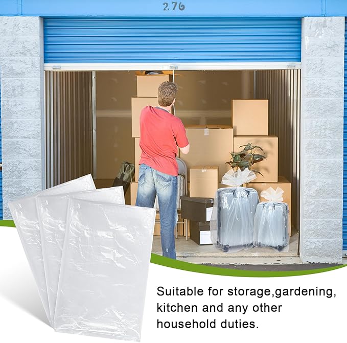 Fainne 10 Pack Extra Large Clear Plastic Storage Bags 40 x 60 Inch 3.94 Mils Giant Jumbo Moving Flat Plastic Storage Bags for Clothes Packing Luggage Suitcase Furniture Comforter Bike Blanket
