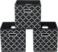 11 Inch Cube Storage Bins , Fabric Cube Organizer Bins with Handle, Foldable Cube Bins for Cloth or Accessary Storage, 11x11x11 Set of 3 (Black Light)