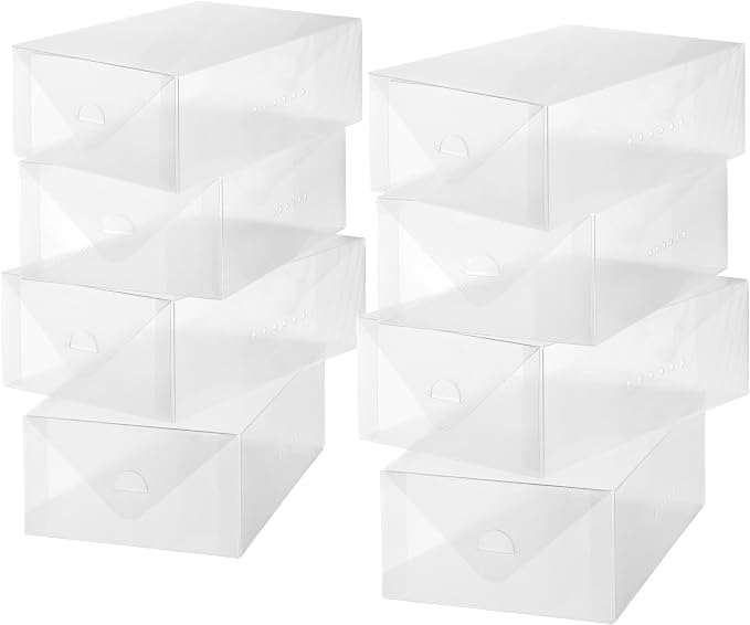 Whitmor Clear-Vue Men's Shoe Box - Heavy Duty Stackable Shoe Storage - Clear - Set of 8