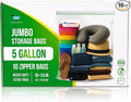 5 Gallon Storage Bags - 10 Count, Extra Strong And Super Durable, 2 Mil Thick, Leak-Proof Unique Zipper, Extra Large Storage Bags for Home & Travel