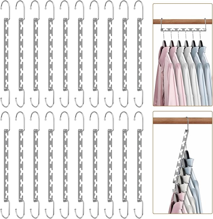 Space Saving Hangers for Clothes 20 Pack, Sturdy Metal Hangers Wardrobe Organizer, Magic Cascading Hanger, Closet Space Saver Closet Organizers and Storage