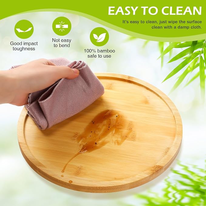 Mumufy 6 Pcs 10-inch Bamboo Lazy Susan Organizers Kitchen Turntable Round Lazy Susan Turntable Tray for Kitchen Counter Pantry Table Organization Cabinet Bathroom