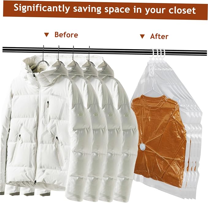 4-pack Space-saving Hanging Storage Bags Vacuum Sealed Compression Bags for Clothes Coats Jackets Seasonal Wear