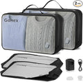 Gonex Vacuum Travel Bags with Pump, Reusable, 2-Pack | Transparent Window, Waterproof TPU, Wide Opening, Built-in Handle, Airtight Valve, Carry-on Compatible