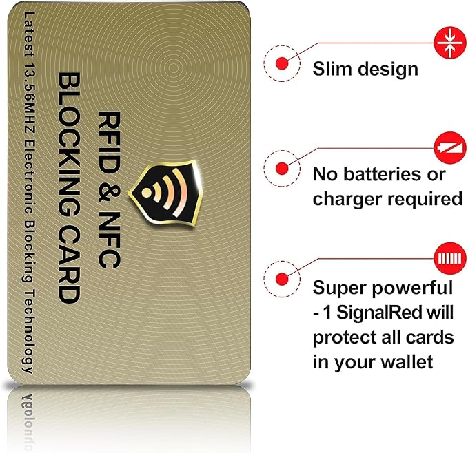 SaiTech IT 20 Pack RFID Blocking Card for Credit Debit ID Card, Golden | Slim Anti-Theft Contactless NFC RFID Blocker Protector, Easily Fit into Wallet and Purse, for Men & Women