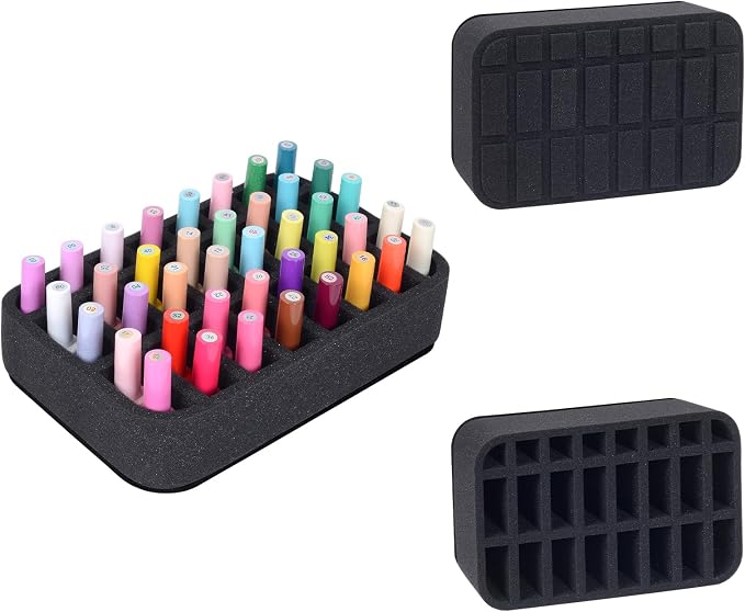 Nail Polish Organizer Holder Foam Pad DIY with 24 Slots for Storage Nail Polish or Essential Oil Tray for Drawers Black