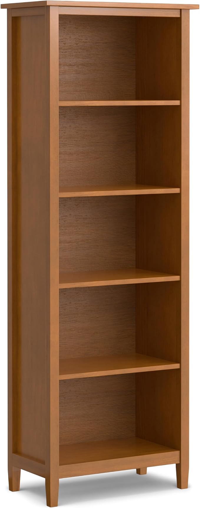 SIMPLIHOME Warm Shaker Desk and Bookcase Bundle - 48 inch Wide Solid Wood Transitional Desk with Drawers and 26 inch Wide 5-Shelf Bookcase in Light Golden Brown, Home Office Furniture (Set of 2)