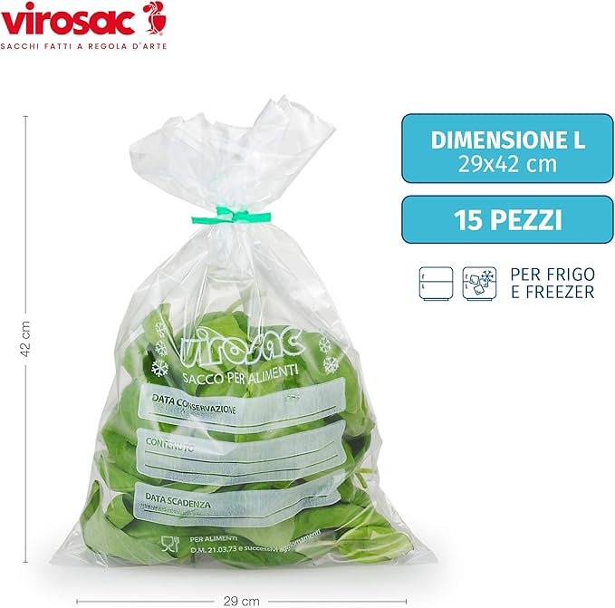 Virosac Food Storage and Freezing Bags - 45 Pieces