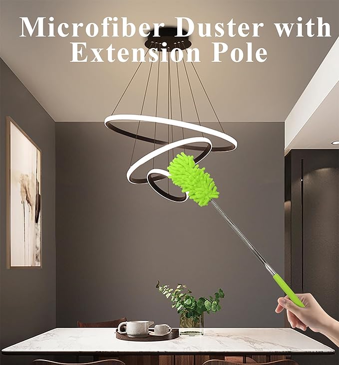 zdyCGTime Retractable Microfiber Dust Remover, Removable and Cleanable Hand Dust Remover, Used to Clean Cars, Computers, Air Conditioners, Televisions and Other Products(4 Pack/Blue+Green)