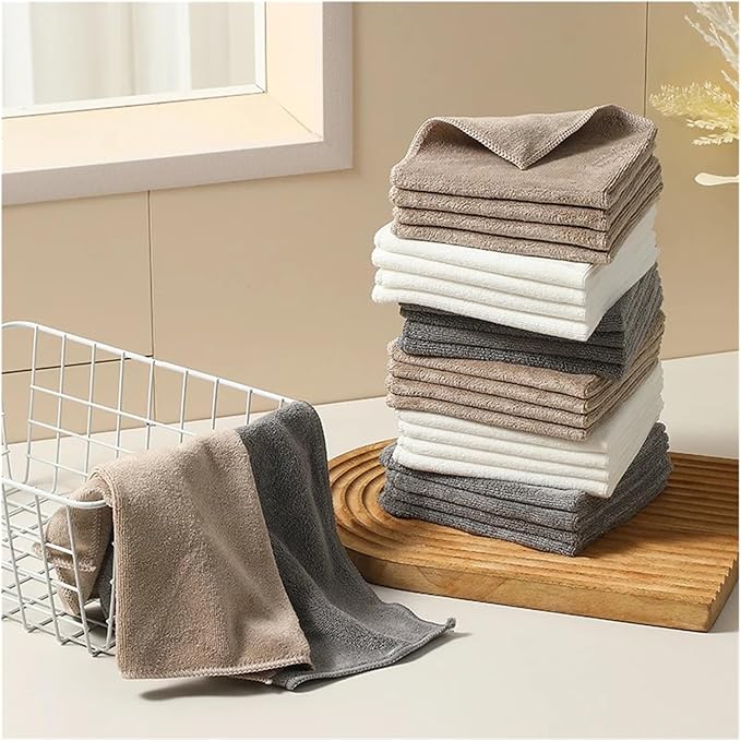 6/12 Pack Microfiber Cleaning Towels - Thickened Super Absorbent Cloths for Kitchen and Bathroom - Quick-Drying, Wet and Dry Use(Multi,30-30Cm-6Pcs)