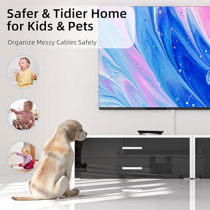 Delamu 57in Cord Hider, Cord Covers for 1 Wire, Paintable Cable Hider, Wire Covers for Cords on Wall, Wire Hiders for TV on Wall, Cable Cover Cable Management, W0.59in H0.40in