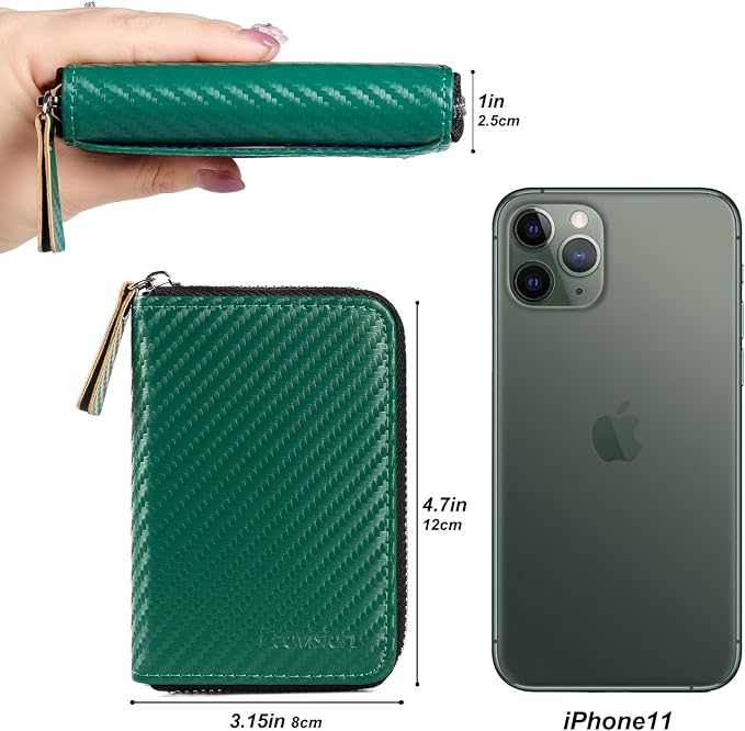 Credit Card Wallet, RFID Card Case Wallet, Zipper Card Cases Holder for Men Women, RFID Blocking, KeyChain Wallet, Compact Size Card Organizer Case for Women