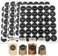 Spice Labels, 432Pcs Spice Labels Stickers 1.4in Waterproof Adhesive Round Preprinted Spice with Blank Label Black Tear Resistant Sticker for Kitchen Jars Caps Food Containers Spice Organizers