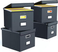 Huolewa Portable Leather File Organizer Boxes with Lids, Office Document Boxes Organizer, Filing Boxes, Decorative Small File Boxes for Hanging Files with Plastic Slide for Office/Decor/Home