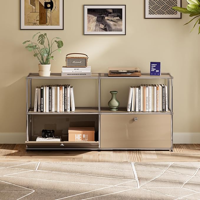 Modern Storage Cabinet Brown F Versatile Free-Standing Organizer for Home Office Décor, Green (Brown, F-15 D x 60" W x 29" H)