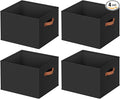 4 Pack Large Closet Storage Baskets Bins for Shelves, Collapsible Fabric Closet Organizers and Storage with Polyester Handles, Decorative Baskets for Organizing Clothes, Towels, Linen Closet 14"x10"