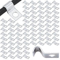 Yaocom 100 Pcs Silver Cable Wire Screw Clips 1/4 Inch, Zinc Plated Steel Clamp Outdoor Cord Clips for Wall Mounting Wire Management