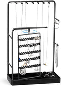 ProCase Jewelry Stand Holder Organizer and Storage, Black (No-Assembly) | Rotating Earring Bracelet Holder Storage, Hanging Jewelry Display Velvet Ring Tray, Teen Girls Birthday Gifts Room Dorm Decor