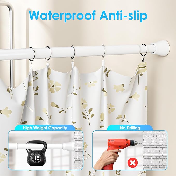 4 Pack Tension Curtain Rod for Windows 28 to 48 inch, Adjustable Extendable Pressure Spring Curtain Rod No Drilling, 7/8" Spring Tension Rod for Closet Door, White