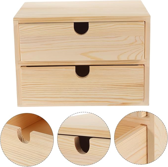 Cabilock Wooden Jewelry Organizer Versatile Storage Box with Two Layers Stylish Desktop for Home Office Classroom Natural Color for Aesthetic Decor