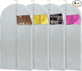 50" Dress Bag with Clear Window - Clothes Cover for Hanging - Foldable Long Garment Bags for Travel and Storage - 24'' x 50''/4 Pack