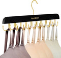 Bra Hanger for Closet Organizers and Storage | Space Saving Wooden Hanger | 20 Steel Hooks for Tank Tops, Camis, Hats, Lingeries, Belts, Ties, Scarfs Holder| 360° Rotating Non-Slip (1, Black)